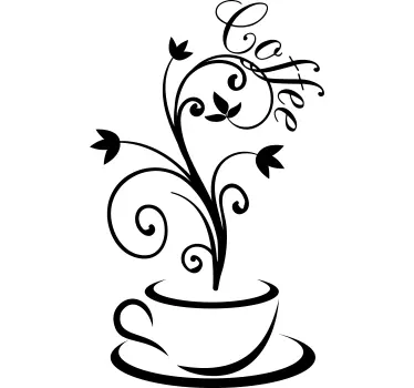 Adesivo murale cucina le linee del caffè disegnano - TenStickers