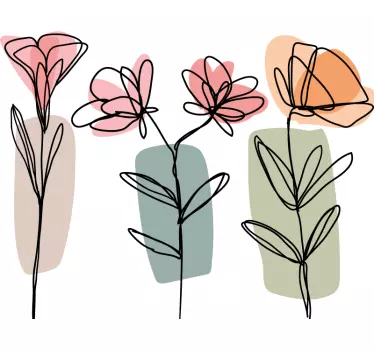 Adesivo da parete fiore fiori di linea artistica - TenStickers