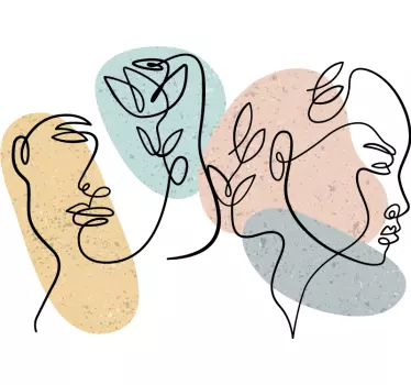 Adesivo murale camera da letto volti di donne di linea arte - TenStickers