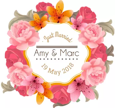 Adesivo decorativo matrimonio floreale - TenStickers