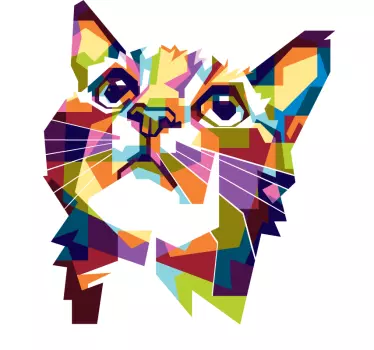 Adesivo cani e gatti ritratto poligonale a colori - TenStickers