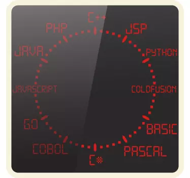 Orologio adesivo da parete linguaggi di programmazione - TenStickers