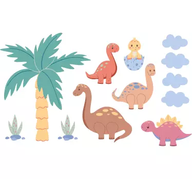 Sticker cameretta simpatici dinosauri - TenStickers