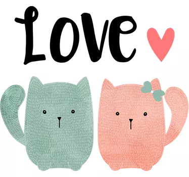 Adesivo decorativo coppia di gattini love - TenStickers