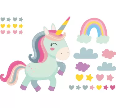 Sticker cameretta unicorno felice - TenStickers