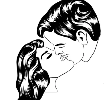 Adesivo decorativo disegno coppia bacio - TenStickers