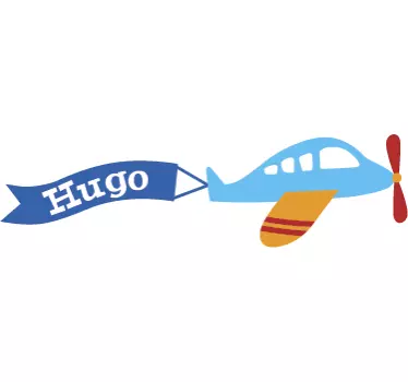 Adesivo bambini aereo con nome - TenStickers