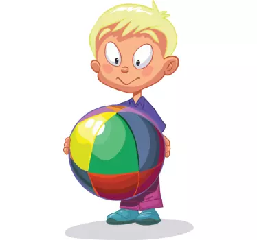 Adesivo bambini biondino con pallone - TenStickers