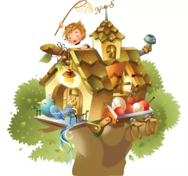 Adesivo bambini casa su albero - TenStickers