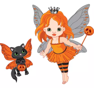 Adesivo bambini fatina e gatto alato - TenStickers