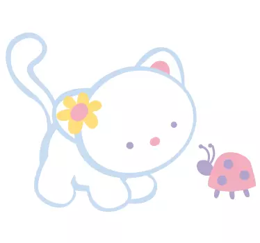 Adesivo bambini gatto e coccinella - TenStickers