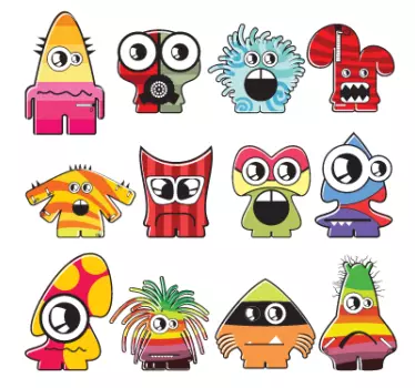 Adesivo bambini set dodici mostri - TenStickers