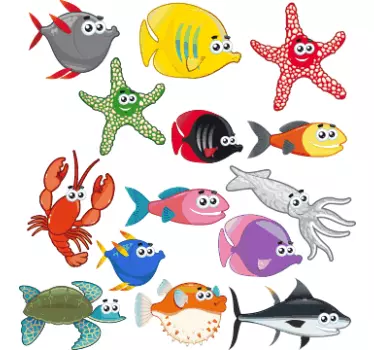 Adesivo bambini set pesci del mare colorati - TenStickers