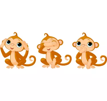 Adesivo bambini tre scimmiette - TenStickers