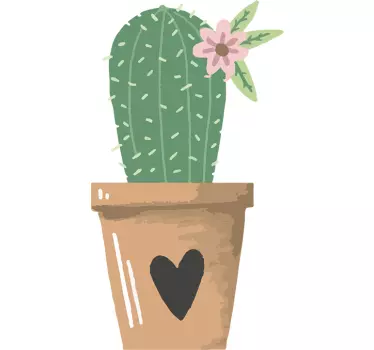Sticker cactus vaso con cuore - TenStickers