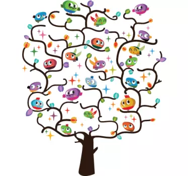 Adesivo cameretta albero degli uccellini - TenStickers