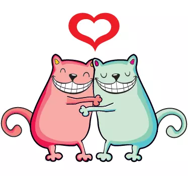 Adesivo cameretta amore felino - TenStickers
