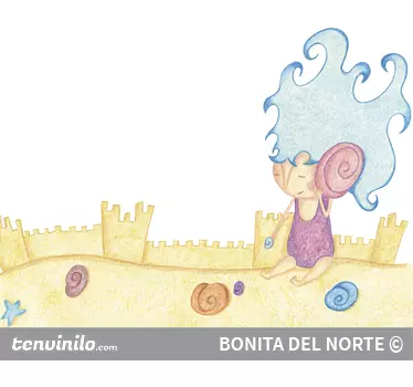 Adesivo cameretta bimba in spiaggia - TenStickers