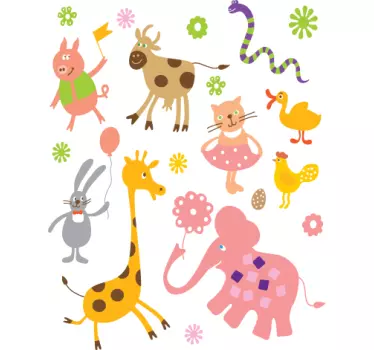 Adesivo cameretta collezione animaletti - TenStickers