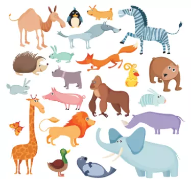 Adesivo cameretta collezione animali selvatici - TenStickers