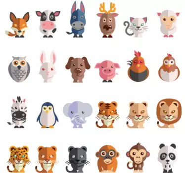 Adesivo cameretta collezione icone fauna - TenStickers