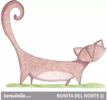 Adesivo cameretta gatto coda lunga - TenStickers