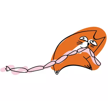 Adesivo cameretta gatto con salsiccia - TenStickers