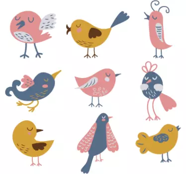 Adesivo cameretta nove passerotti - TenStickers