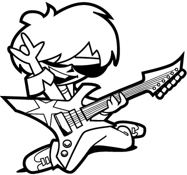 Adesivo cameretta piccolo chitarrista - TenStickers