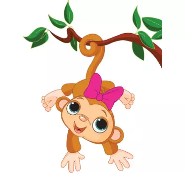 Adesivo cameretta scimmia con fiocco - TenStickers