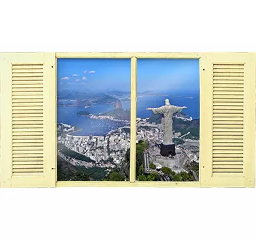 Adesivo murale effetto finestra su Rio de Janeiro - TenStickers