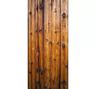 Adesivo murale camera da letto effetto legno anticato per porta - TenStickers