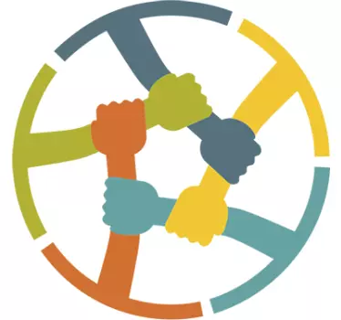 Adesivo circolare solidale mani colorate - TenStickers