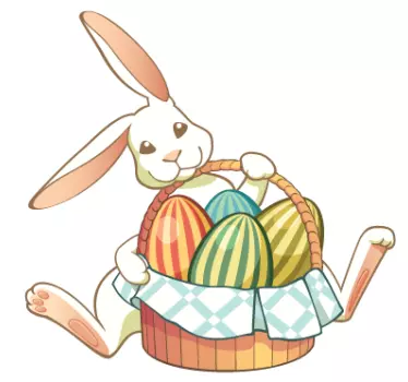 Adesivo decorativo coniglio pasquale cesto - TenStickers