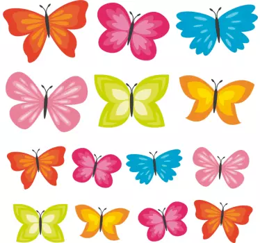 Adesivo da parete con farfalle colorate - TenStickers
