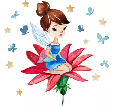 Adesivo fata su fiore rosso - TenStickers