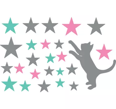 Set di 24 adesivo Gatto e le Stelline - TenStickers