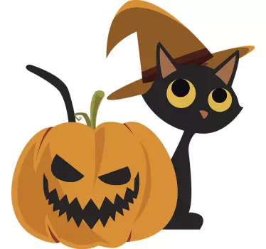 Adesivo halloween gatto e zucca - TenStickers