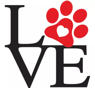 Adesivo impronta di zampa di cane love - TenStickers