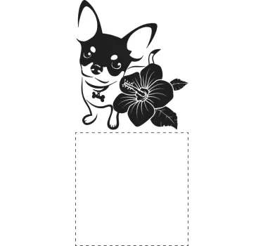 Adesivo interruttore chihuahua con fiore - TenStickers
