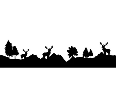 Adesivo montagna paesaggio renne - TenStickers