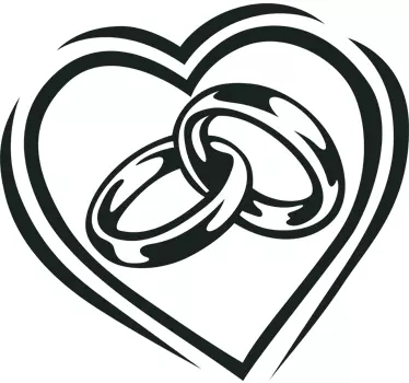 Adesivo murale anelli e cuore - TenStickers