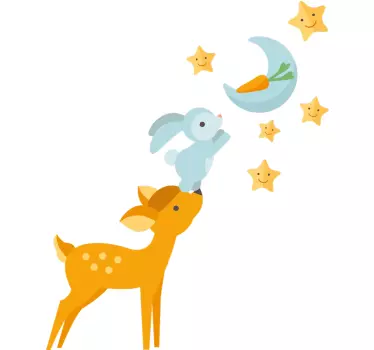 Adesivo murale animali che raggiungono la luna - TenStickers
