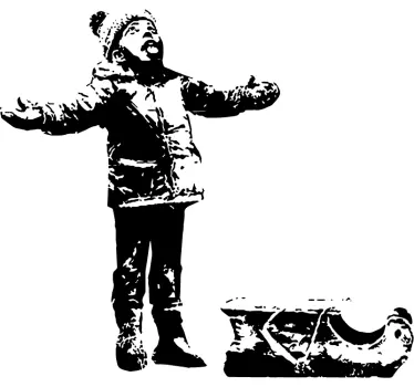 Sticker muro Banksy bimbo nella neve - TenStickers