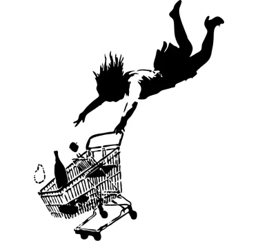 Disegno per pareti Banksy carrello spesa - TenStickers