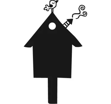 Adesivo murale lavagna casa con uccellino - TenStickers