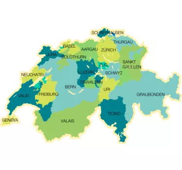 Disegno per pareti mappa svizzera - TenStickers