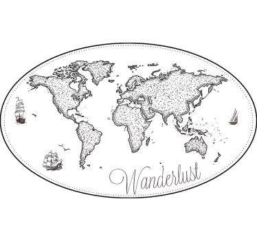 Adesivo murale camera da letto mappamondo wanderlust - TenStickers