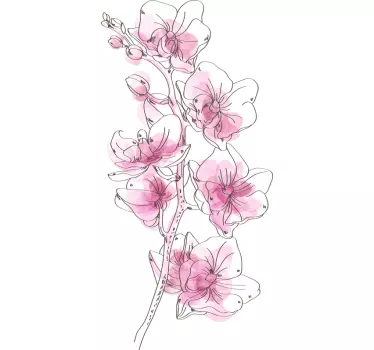 Adesivo murale camera da letto orchidea acquerello - TenStickers