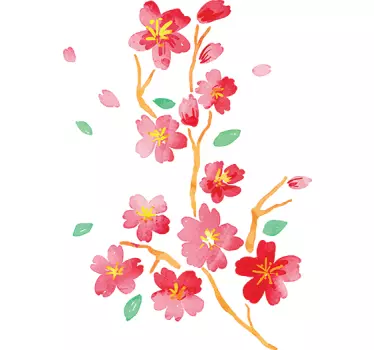 Adesivo murale camera da letto primavera giapponese - TenStickers